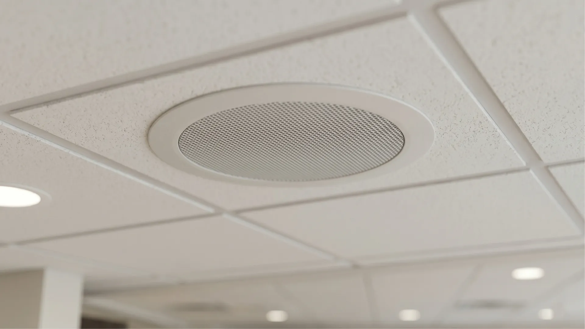 Commercial ceiling speaker installation
