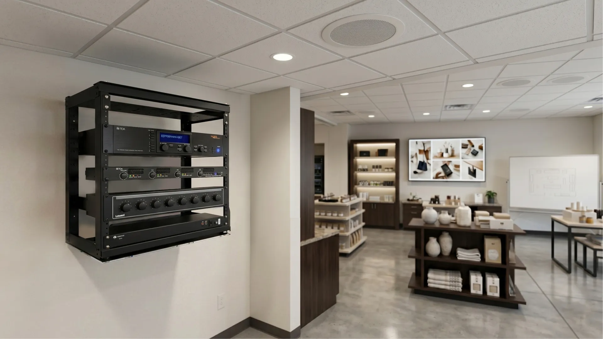 Commercial speaker system installation
