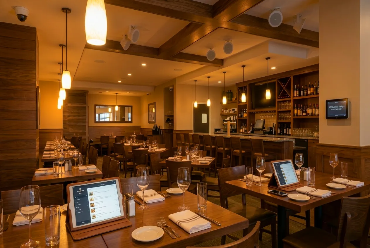 Restaurant audio and network infrastructure