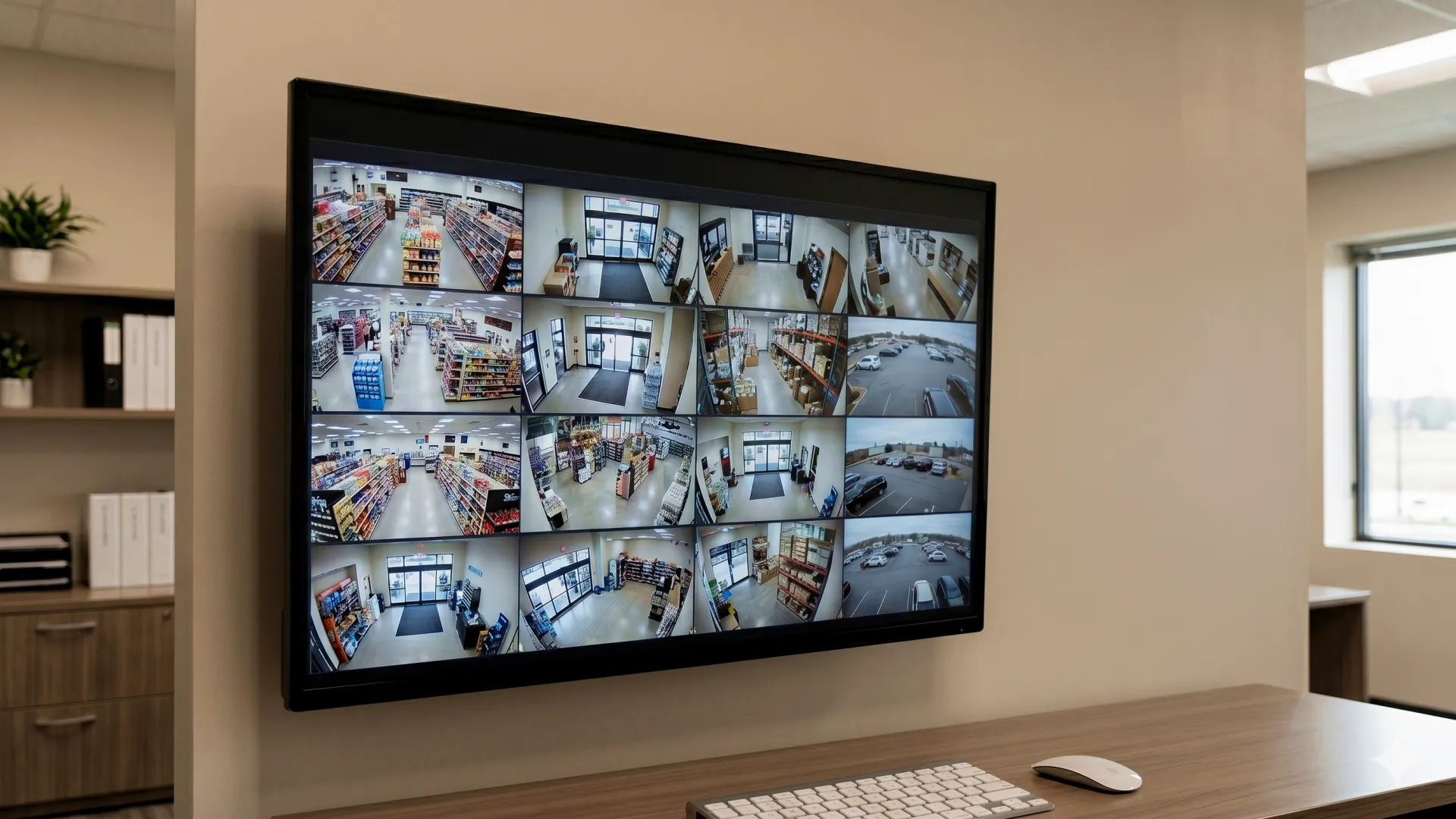 Retail store CCTV monitored on a live multi-camera feed